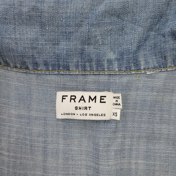 Frame Blue Chambray Denim lace up shirt womens Sz XS NWT Hadley - Picture 7 of 9